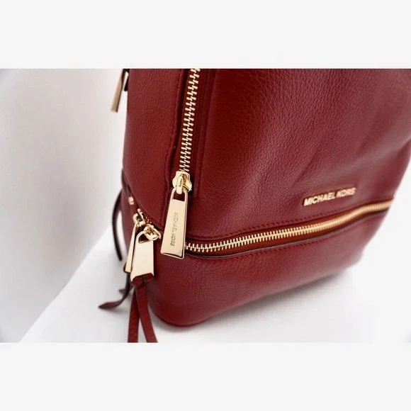 Michael Kors Red Leather Backpack Gold‎ Hardware Adjustable  display picture 1